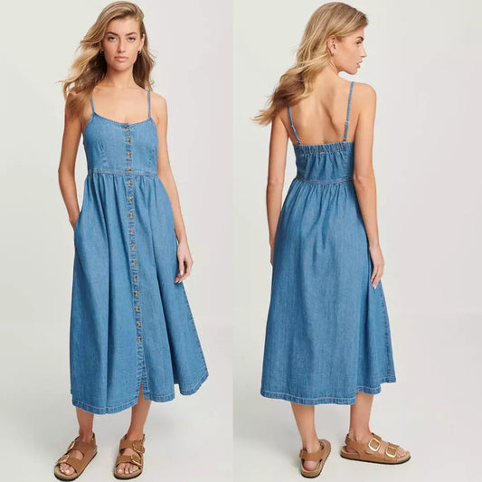 Robe en jean à bretelles